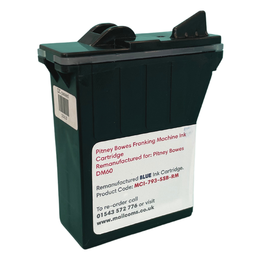 Pitney Bowes DM60 & K722 Remanufactured Blue Ink Cartridge - Royal Mail Approved