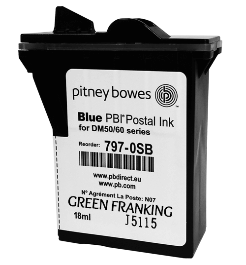 Brand New Original Pitney Bowes DM60 & K722 Blue Ink Cartridge